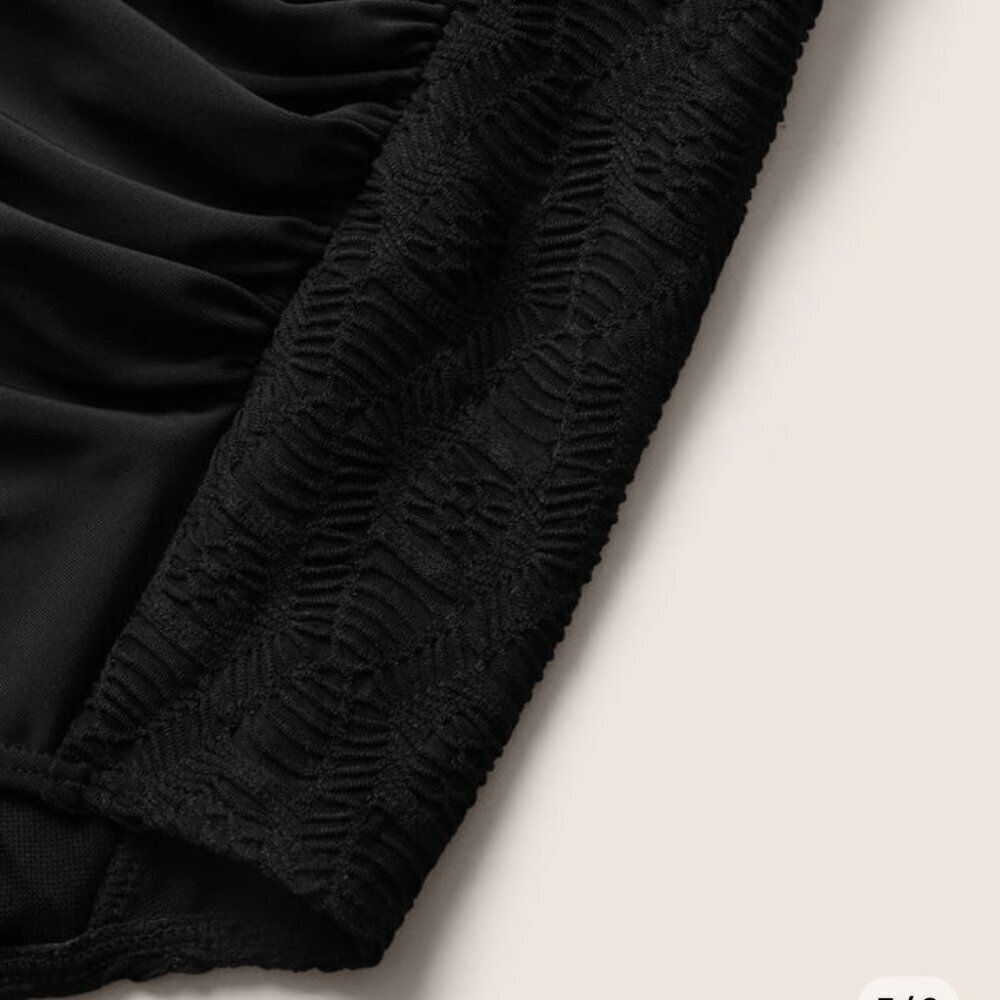 BloomChic Black Crisscross One Piece Swimsuit Ruched Tummy Control Womens 10 - Picture 11 of 14